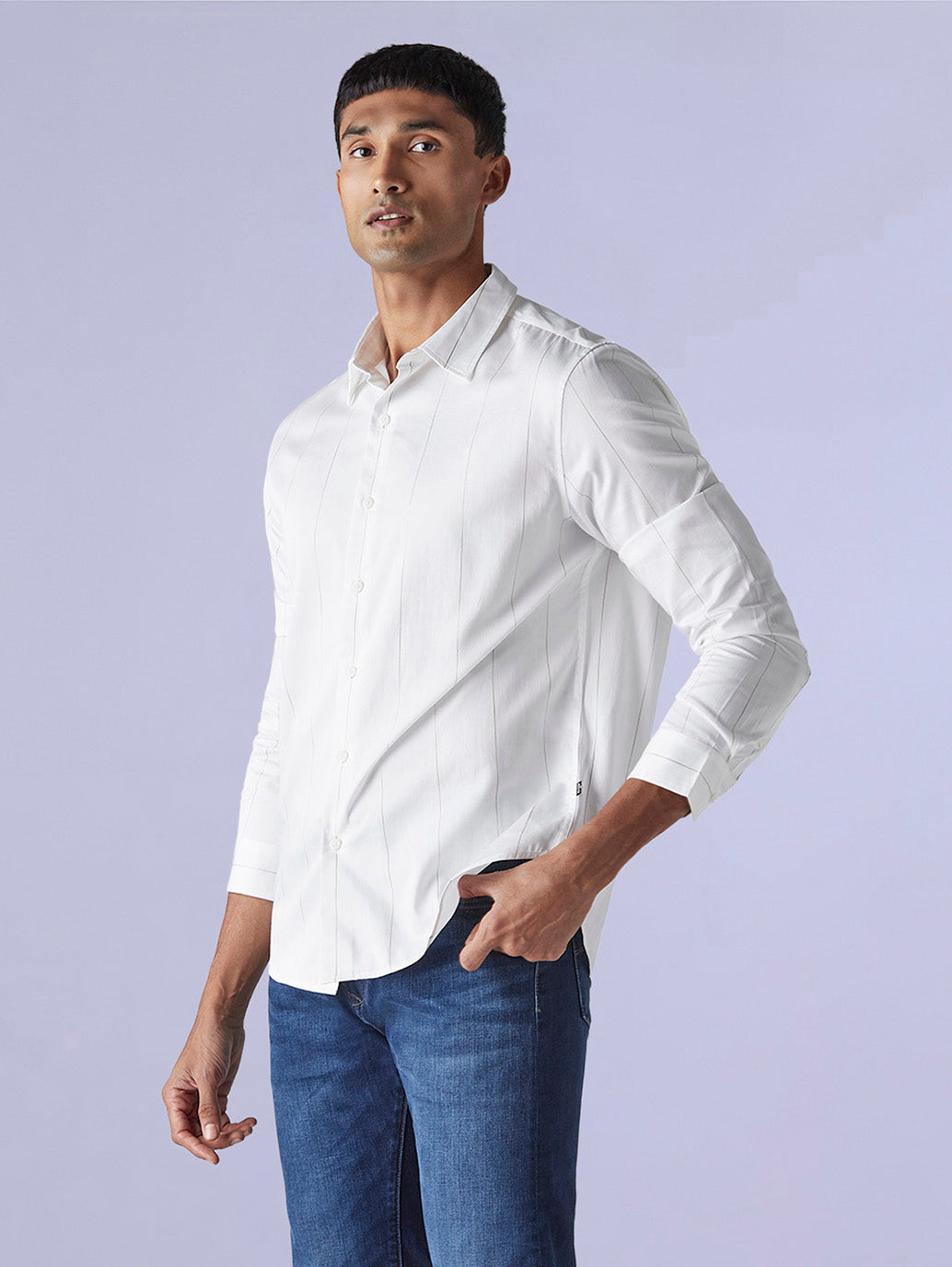 Men's Striped Slim Fit Redloop Poplin Shirt - adbc8c70-7f40-4c6b-90c0-50b5ce49f8fb View