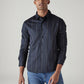 Men's Redloop Striped Slim Fit Poplin Shirt - Front View