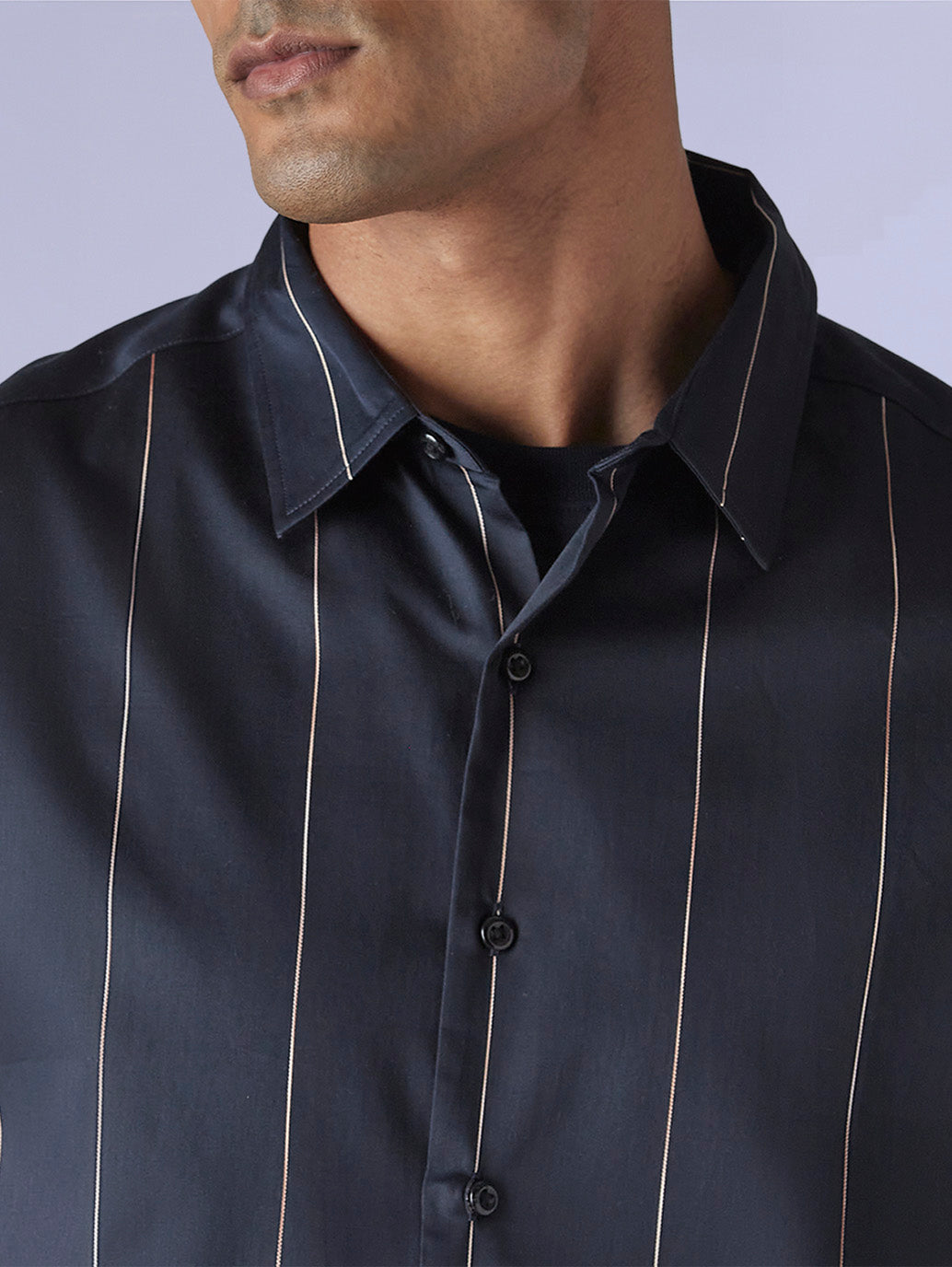 Men's Redloop Striped Slim Fit Poplin Shirt - Detail View