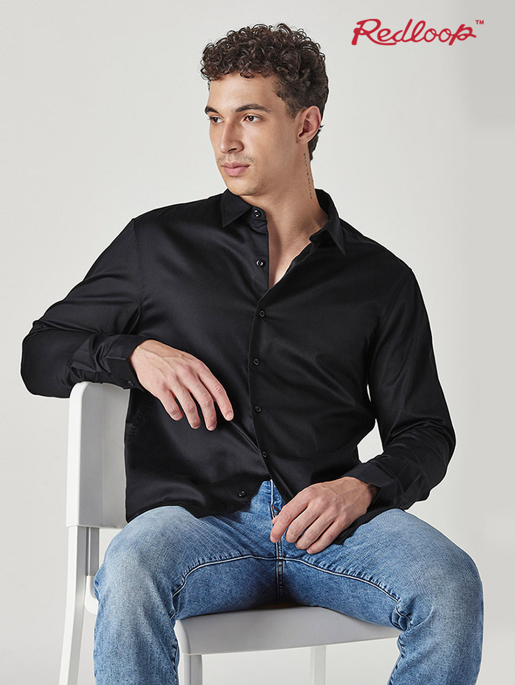Men's Solid Slim Fit Poplin Redloop Shirt