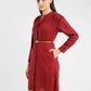 Women's Solid Red Band Neck Dress