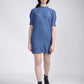 Women's Solid Blue Collar Neck Dress