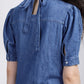 Women's Solid Blue Collar Neck Dress