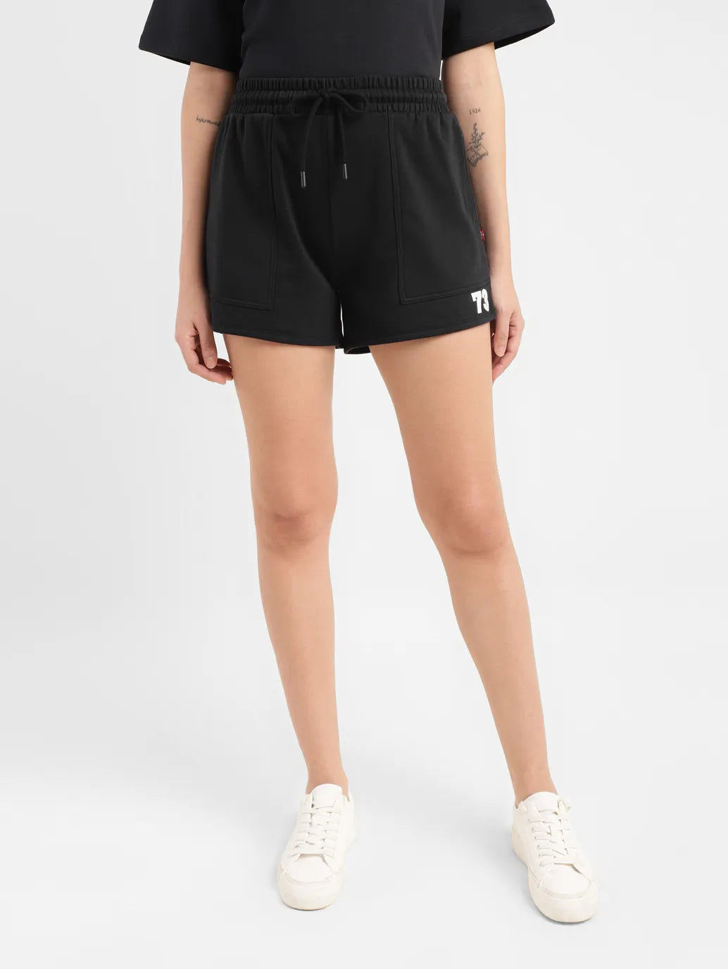 Women's High Rise Black Relaxed Fit Shorts - 9969968e-746c-46a5-9944-e1f57fb50bd6 View