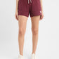 Women's High Rise Maroon Relaxed Fit Shorts