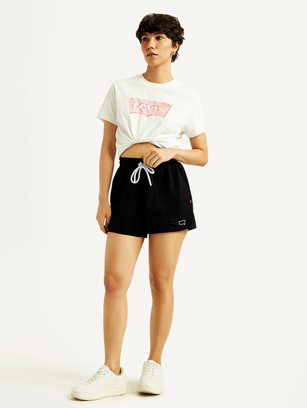 Women's Mid Rise Black Straight Fit Shorts