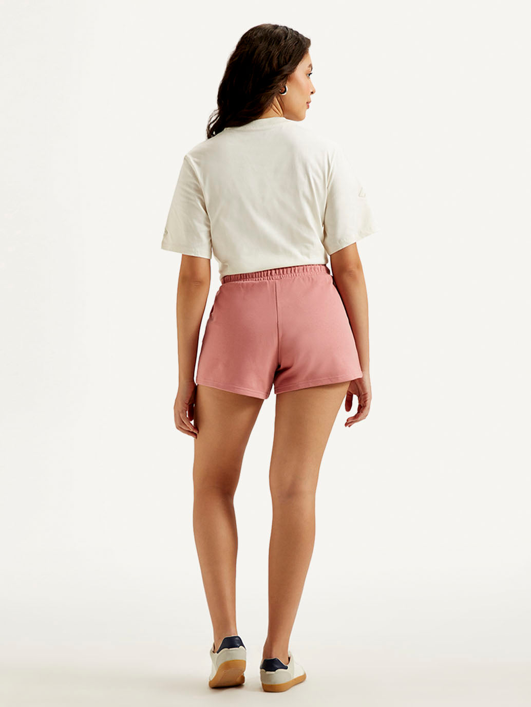Women's Mid Rise Pink Regular Fit Shorts - Back View