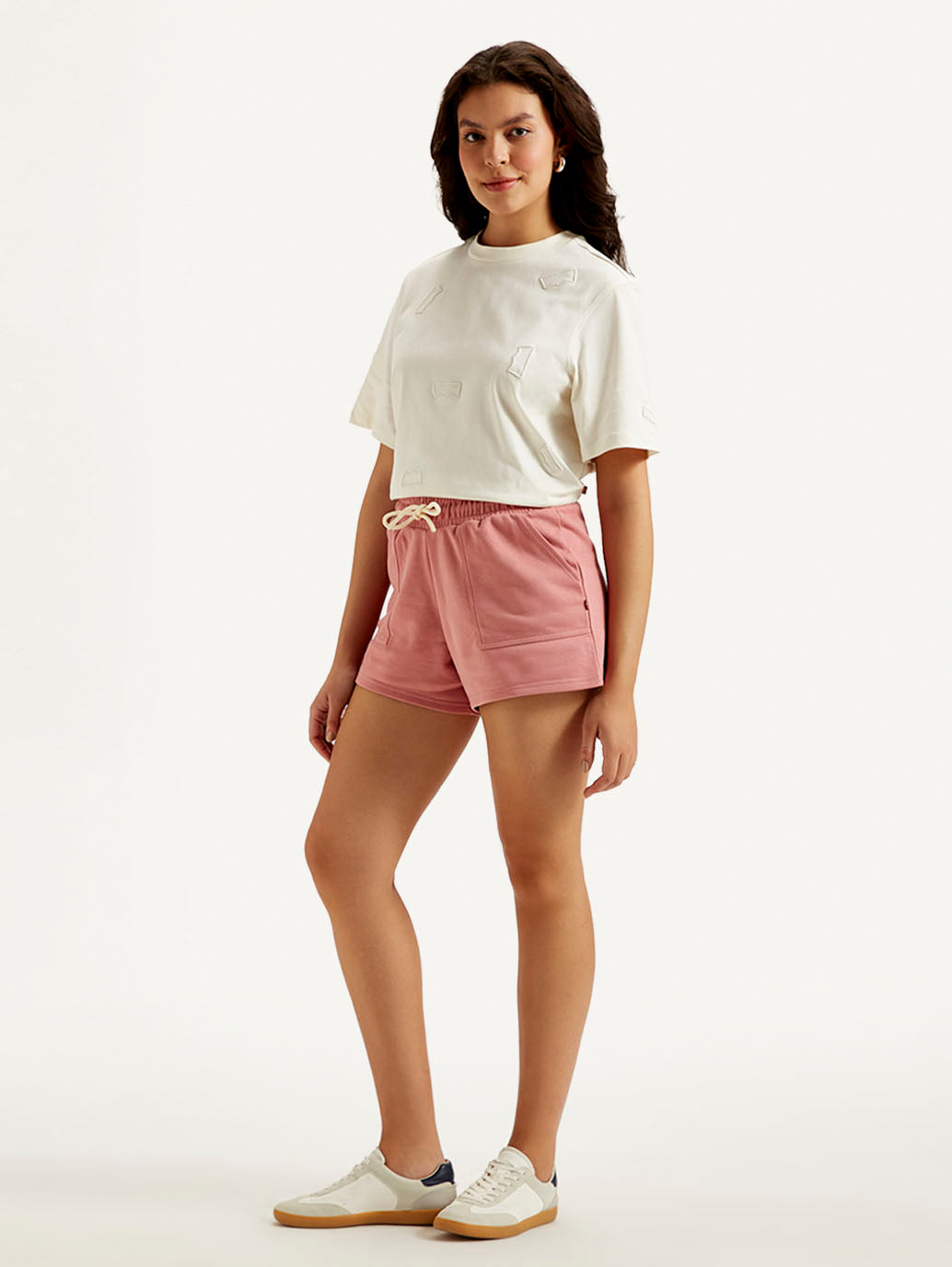 Women's Mid Rise Pink Regular Fit Shorts - Side View