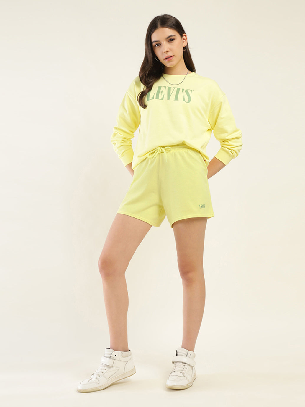 Women's Mid Rise Yellow Regular Fit Shorts