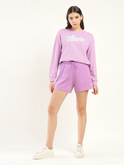 Women's Mid Rise Purple Regular Fit Shorts
