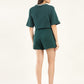 Women's Mid Rise Green Regular Fit Shorts - Back View