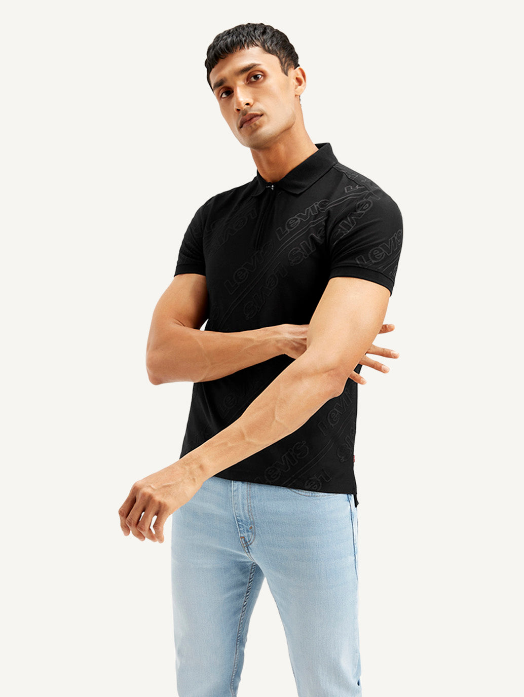 Men's Brand Logo Slim Fit Polo T-shirt - Styleshot View
