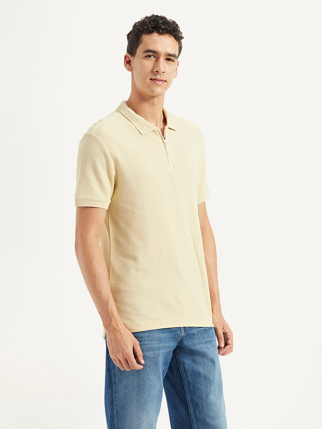 Men's Solid Slim Fit Polo T-shirt - Side View