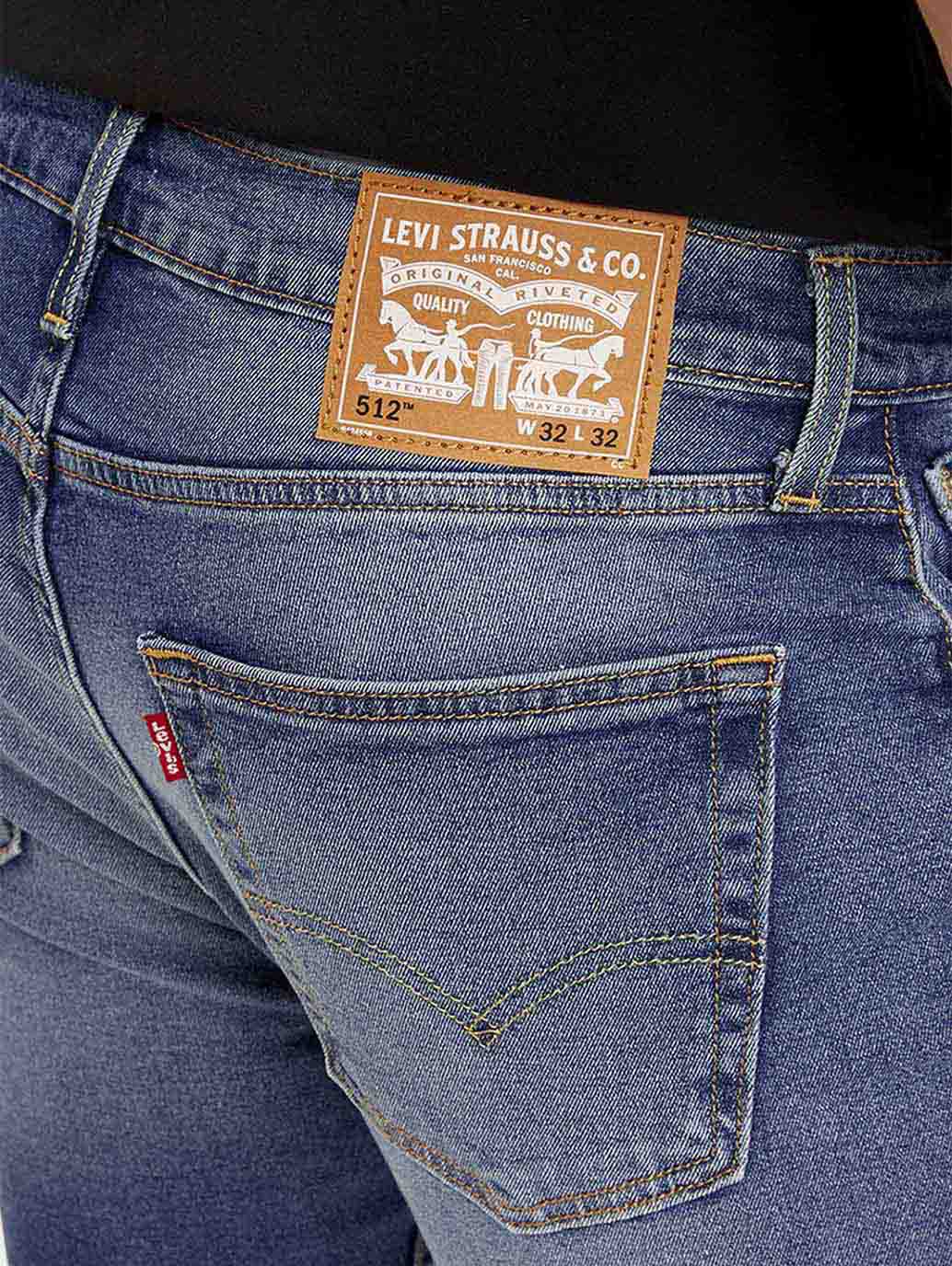 Men's 512 Blue Slim Tapered Fit Mid Rise Jeans - Detail View