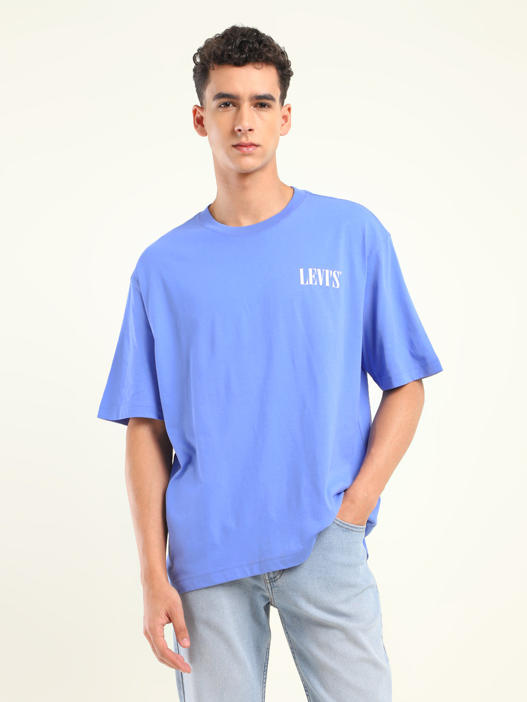Men's Solid Loose Fit T-Shirt - Front View