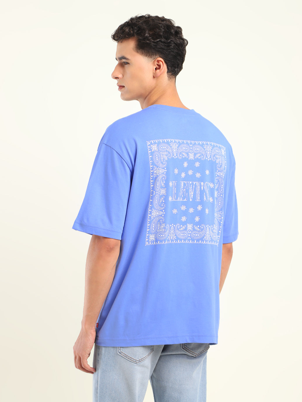 Men's Solid Loose Fit T-Shirt - Back View