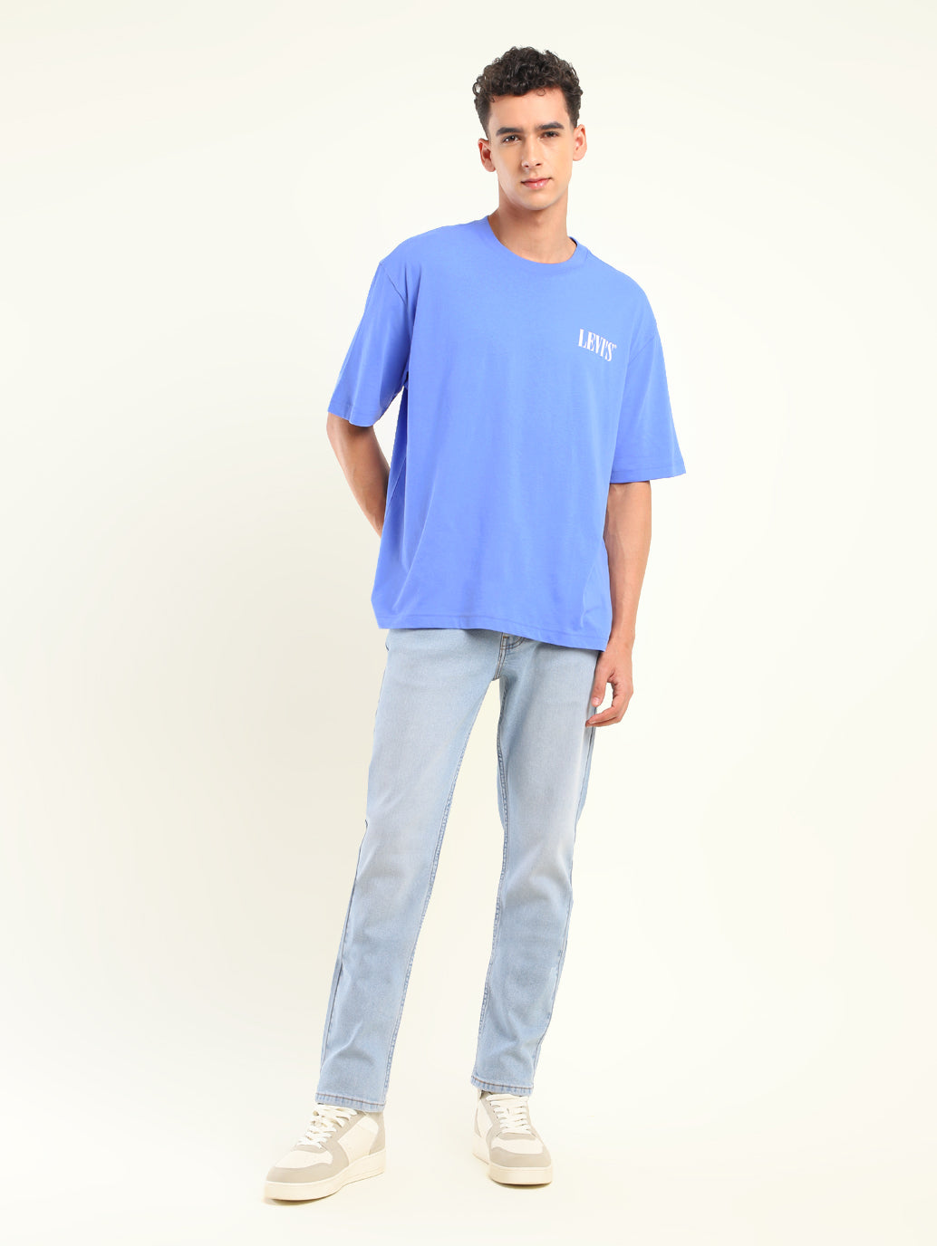 Men's Solid Loose Fit T-Shirt - Front View
