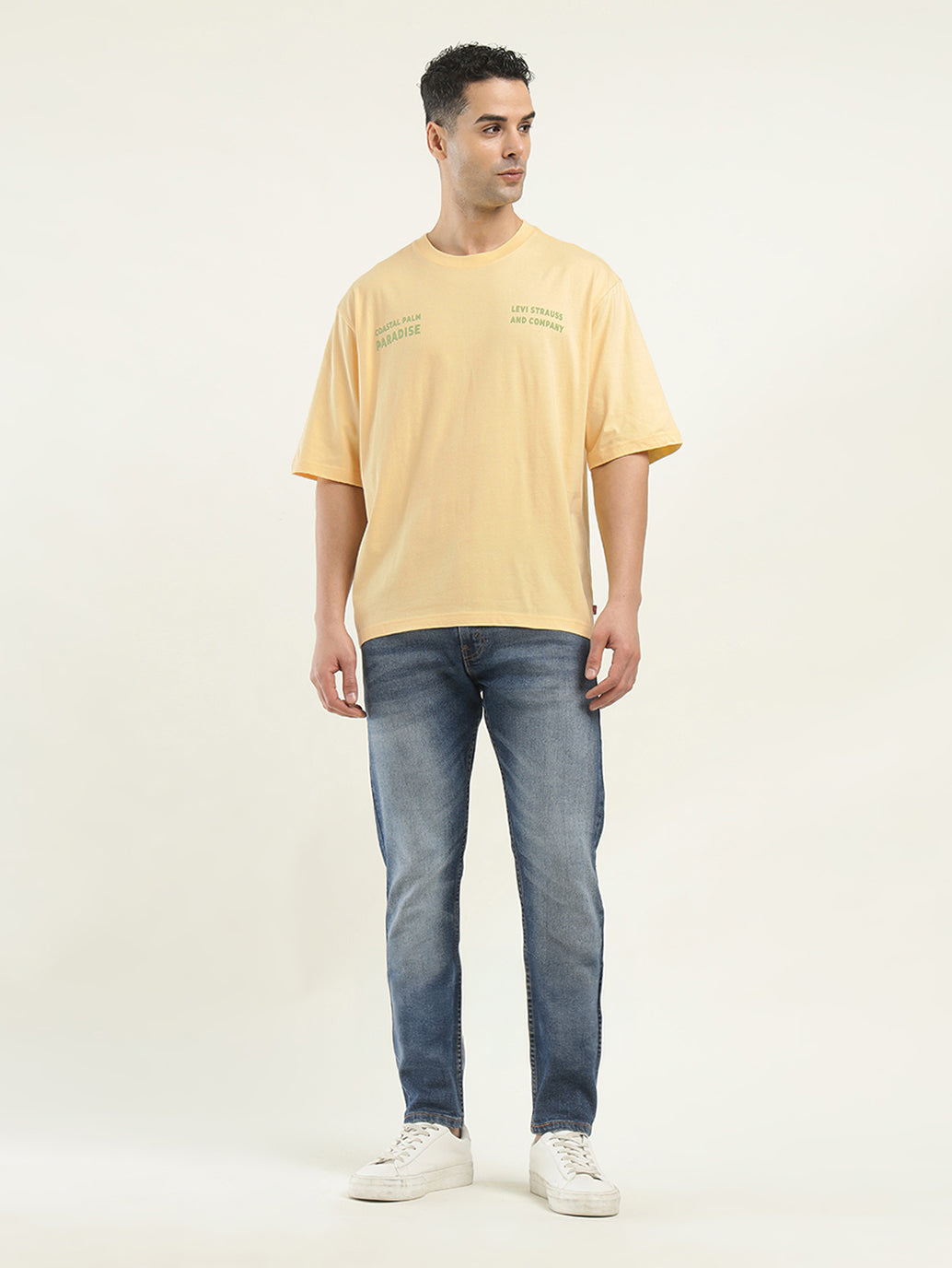 Men's Graphic Print Loose Fit T-Shirt - ModelFront View