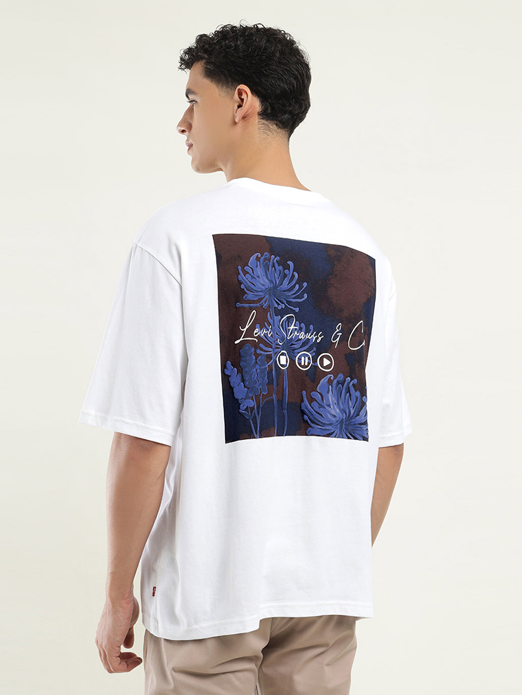 Men's Solid Loose Fit T-Shirt - Back View