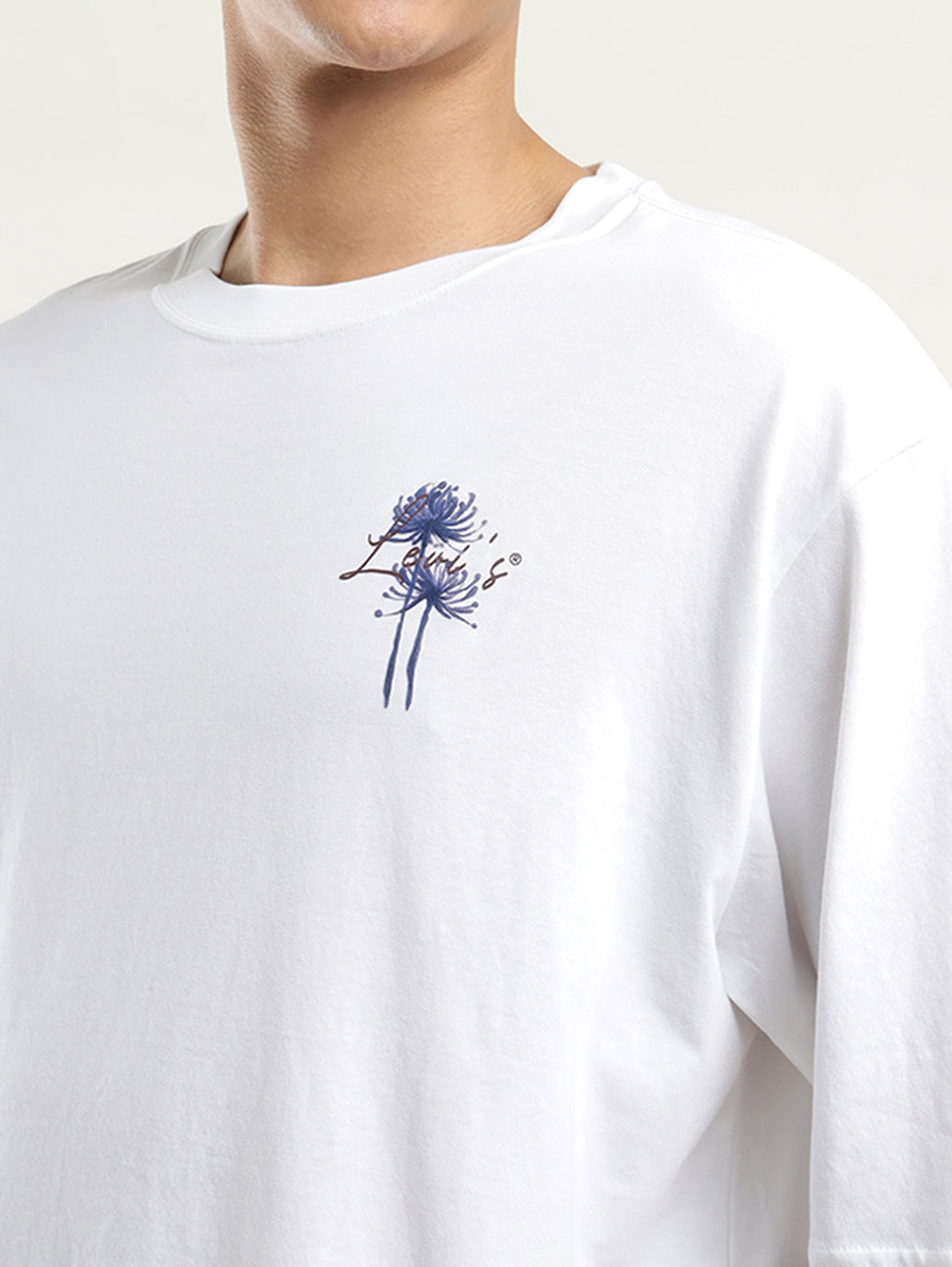 Men's Solid Loose Fit T-Shirt - Detail View