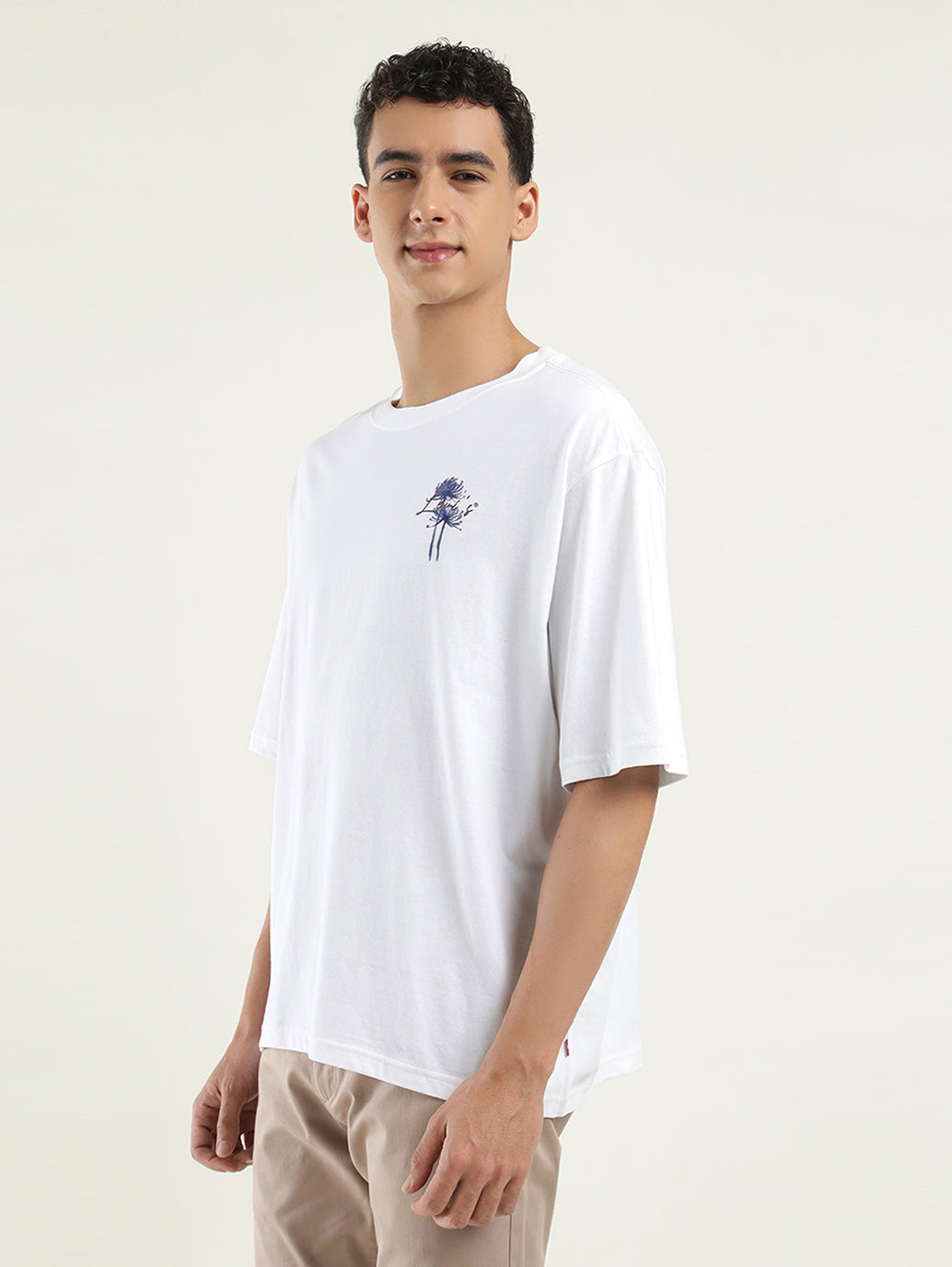 Men's Solid Loose Fit T-Shirt - Side View
