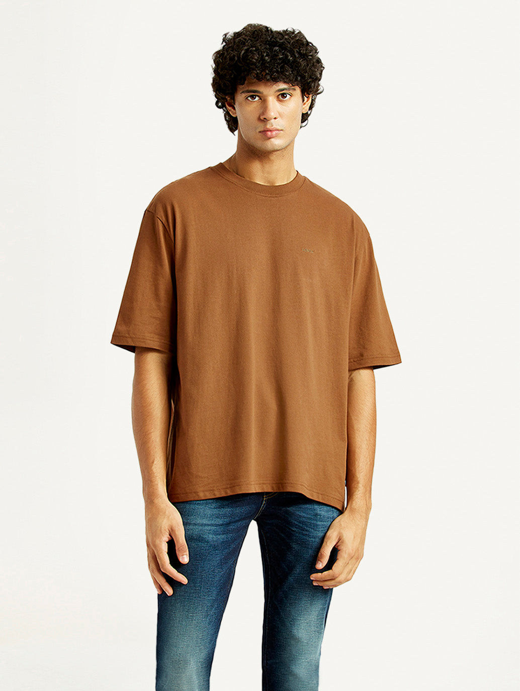 Men's Solid Loose Fit T-shirt - Front View