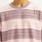 Men's Striped Mauve Loose Fit T-shirt - Detail View