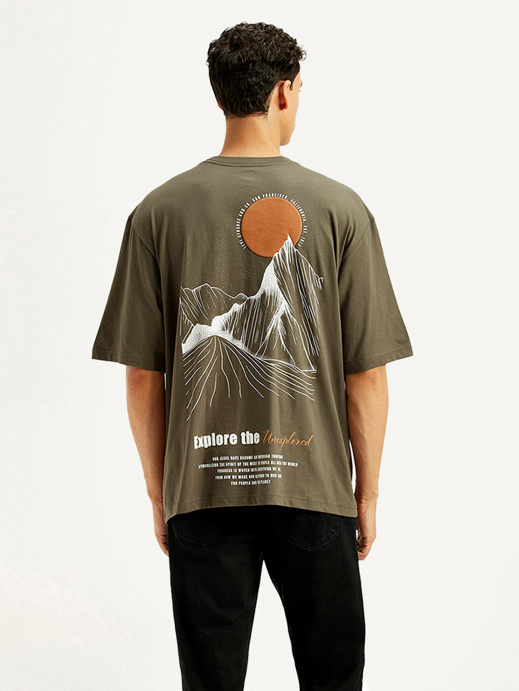 Men's Typography Loose Fit T-Shirt - Back View