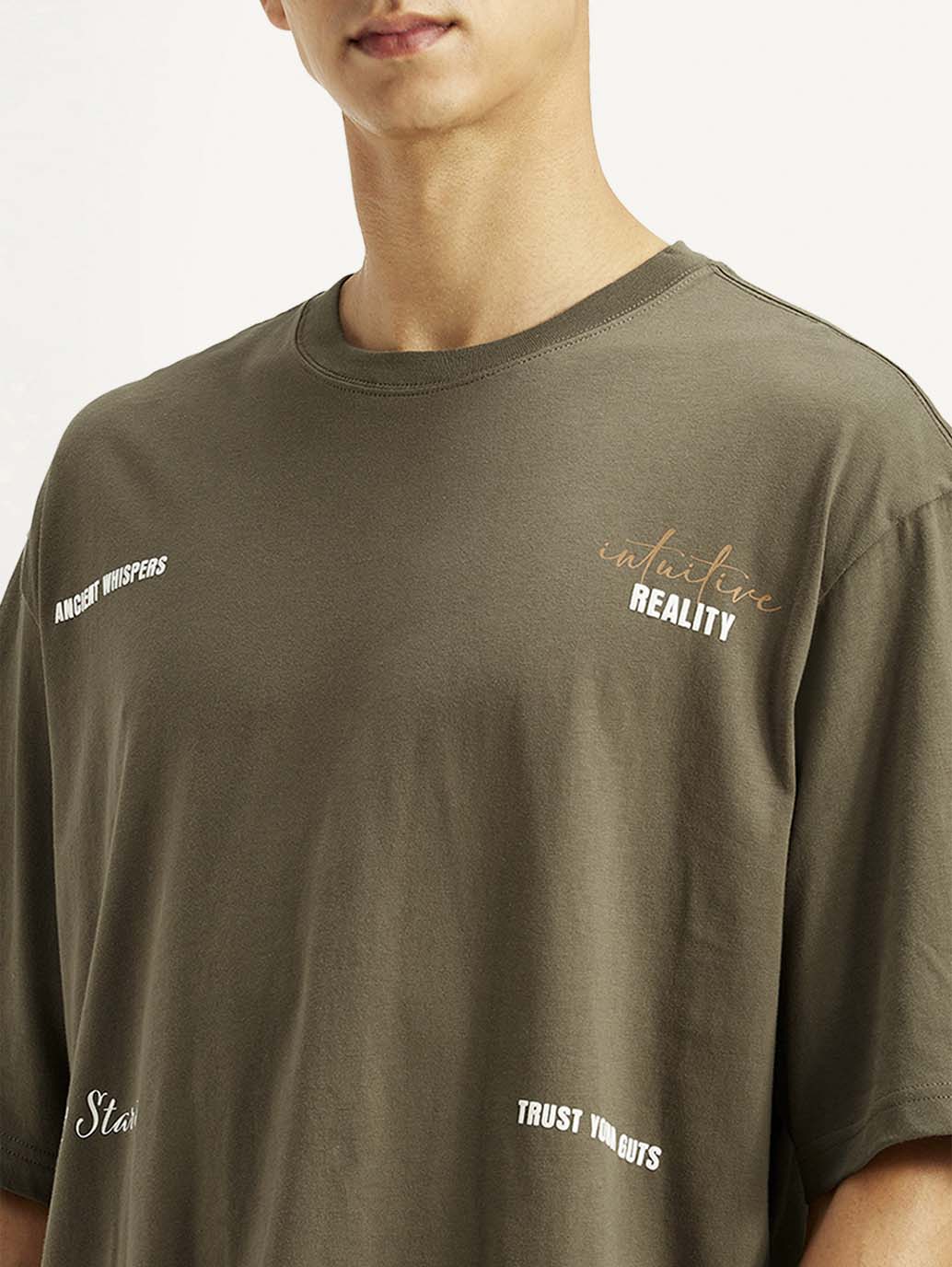 Men's Typography Loose Fit T-Shirt - Detail View