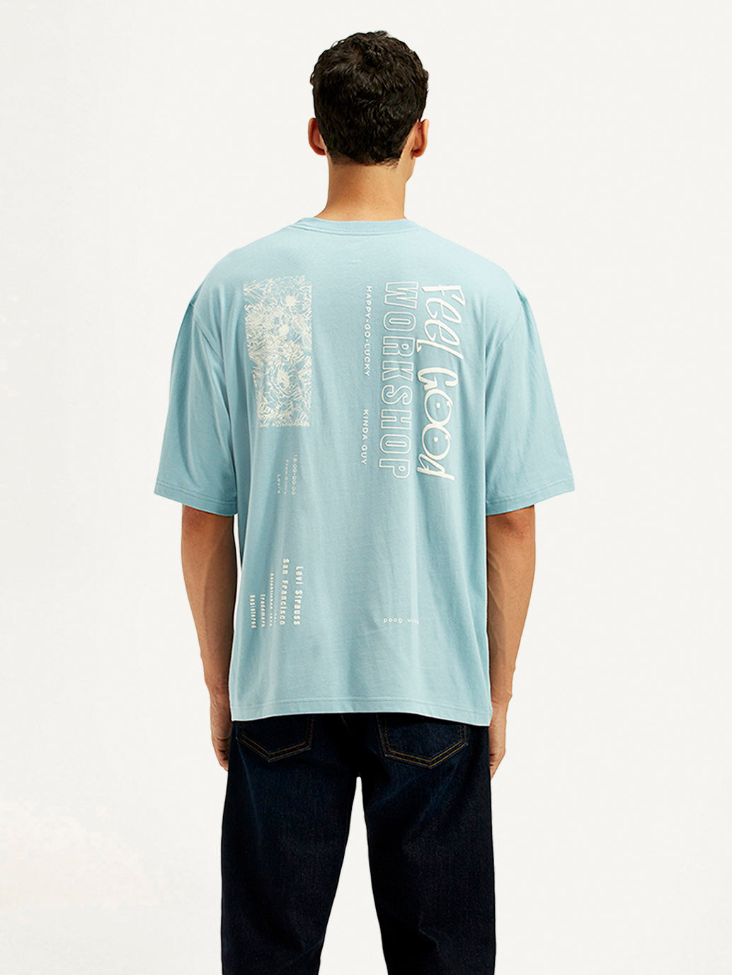 Men's Typography Loose Fit T-Shirt - Back View