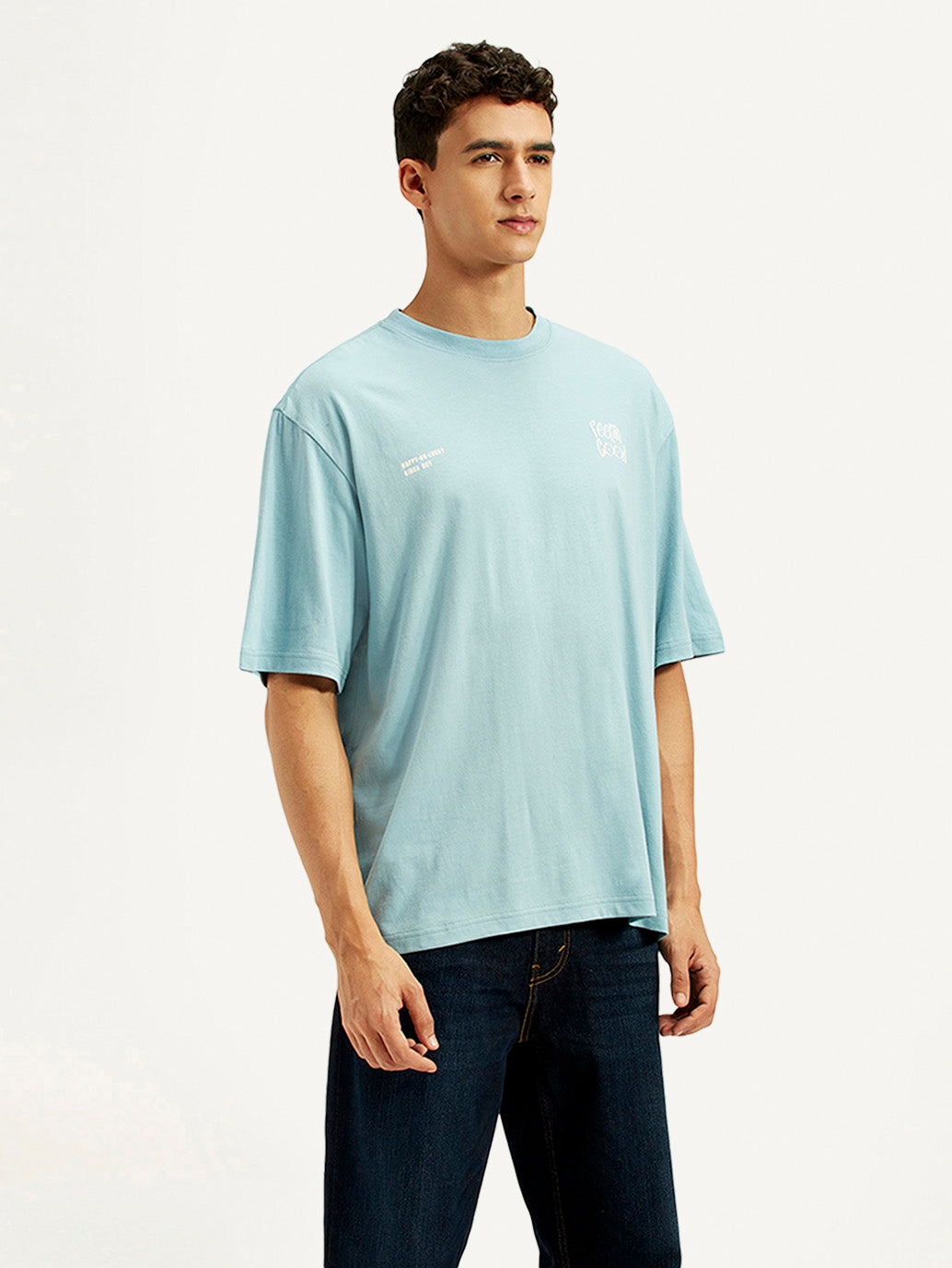 Men's Typography Loose Fit T-Shirt - Side View