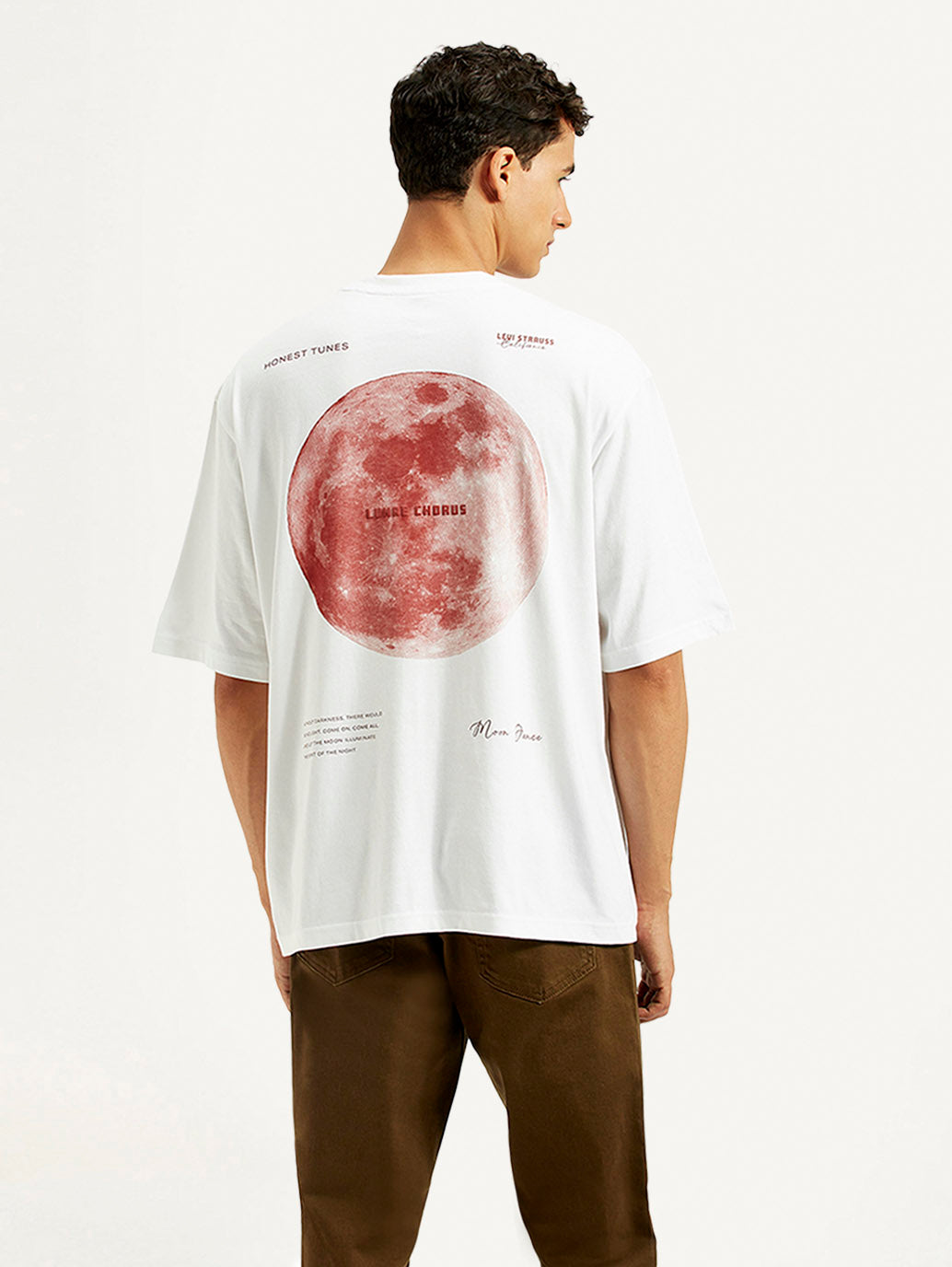 Men's Typography Loose Fit T-Shirt - Back View