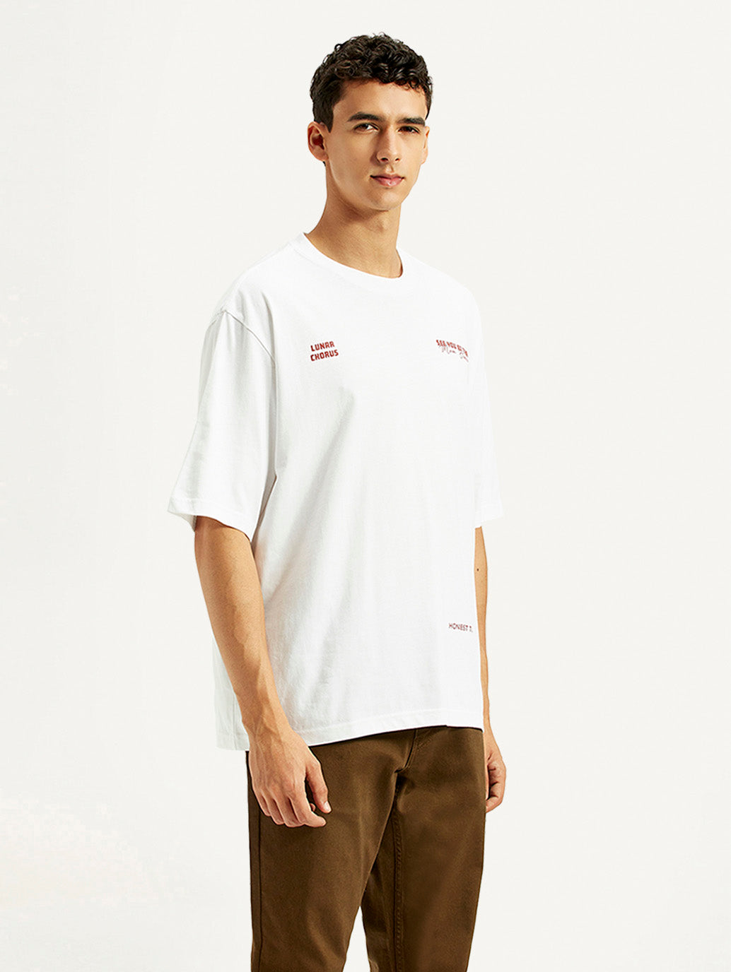 Men's Typography Loose Fit T-Shirt - Side View