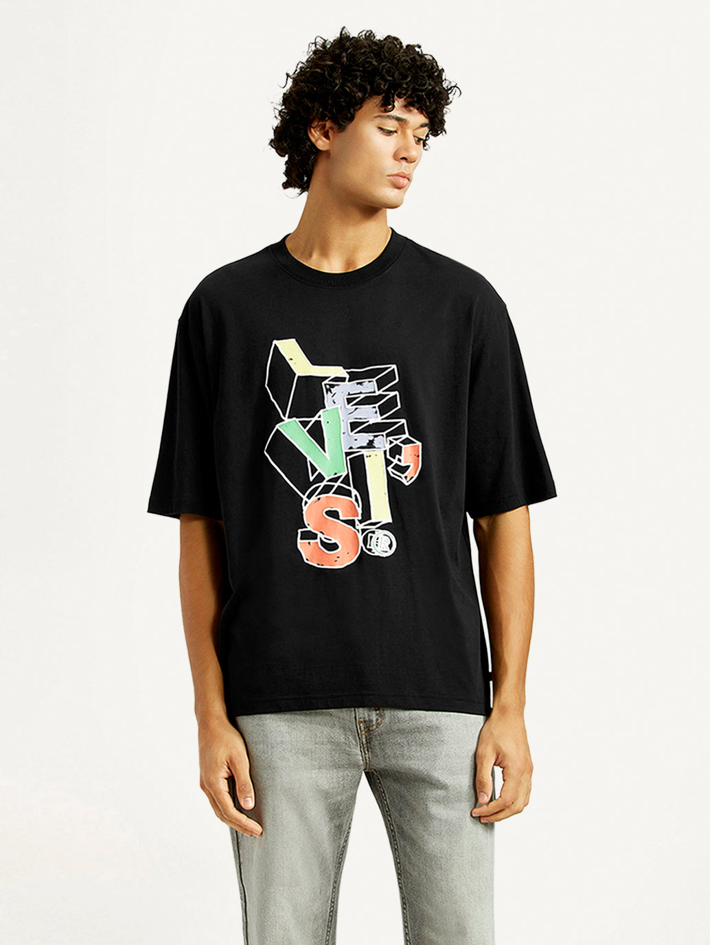 Men's Graphic Loose Fit T-Shirt - Front View