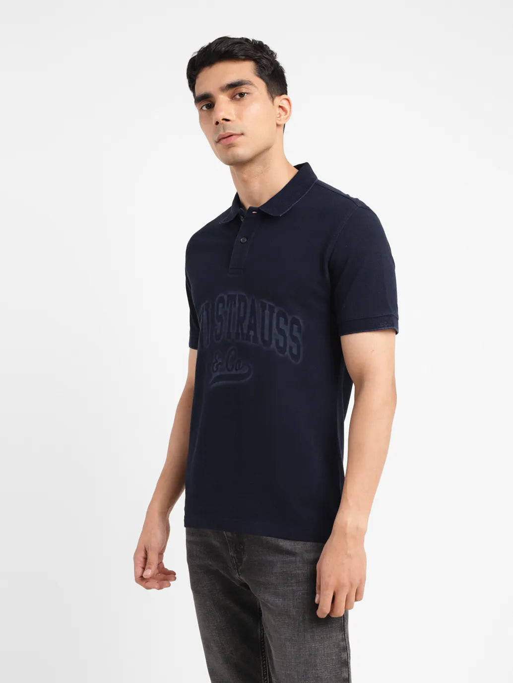 Men's Brand Logo Slim Fit Polo T-shirt