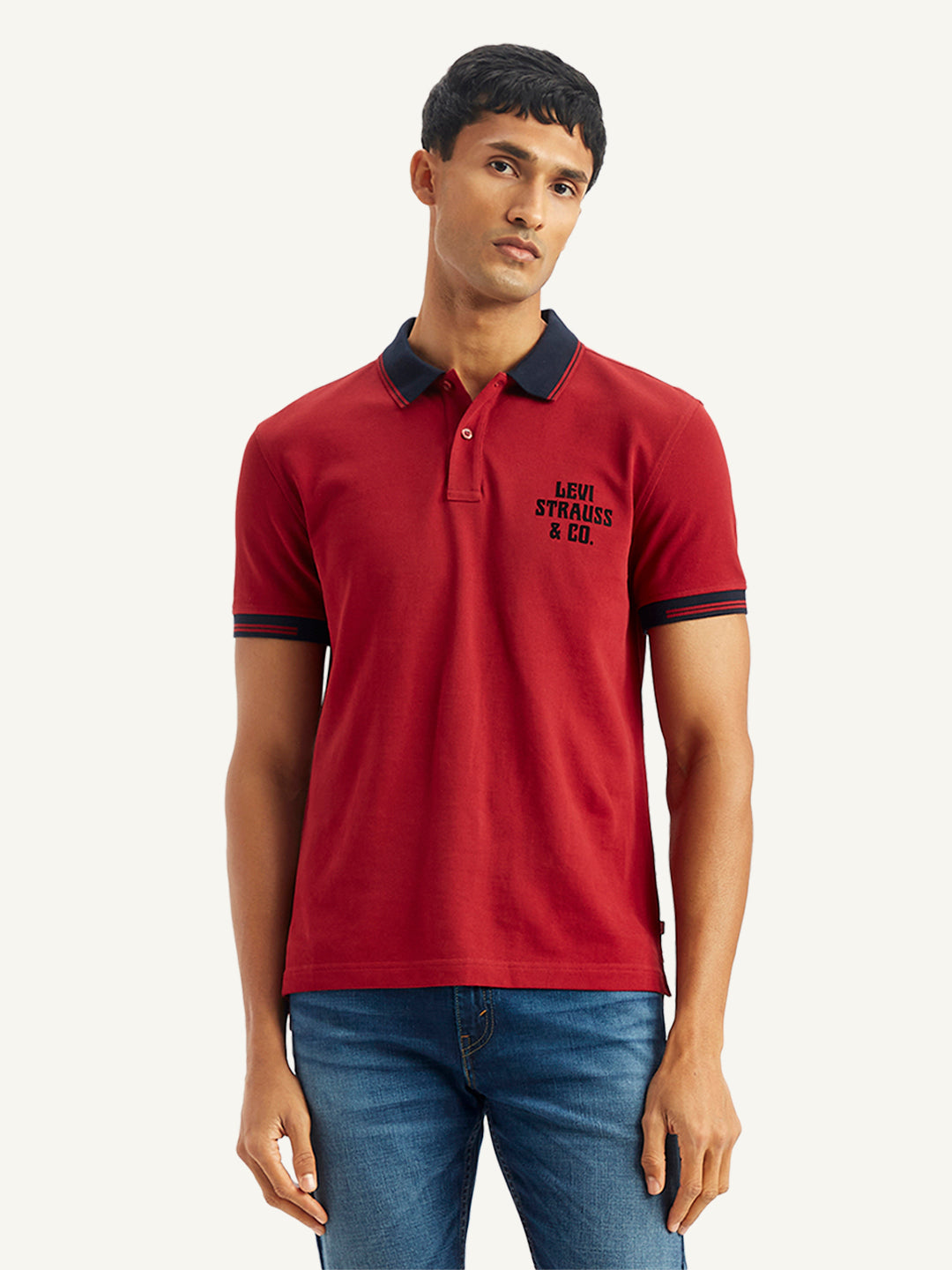 Men's Brand Logo Slim Fit Polo T-Shirt