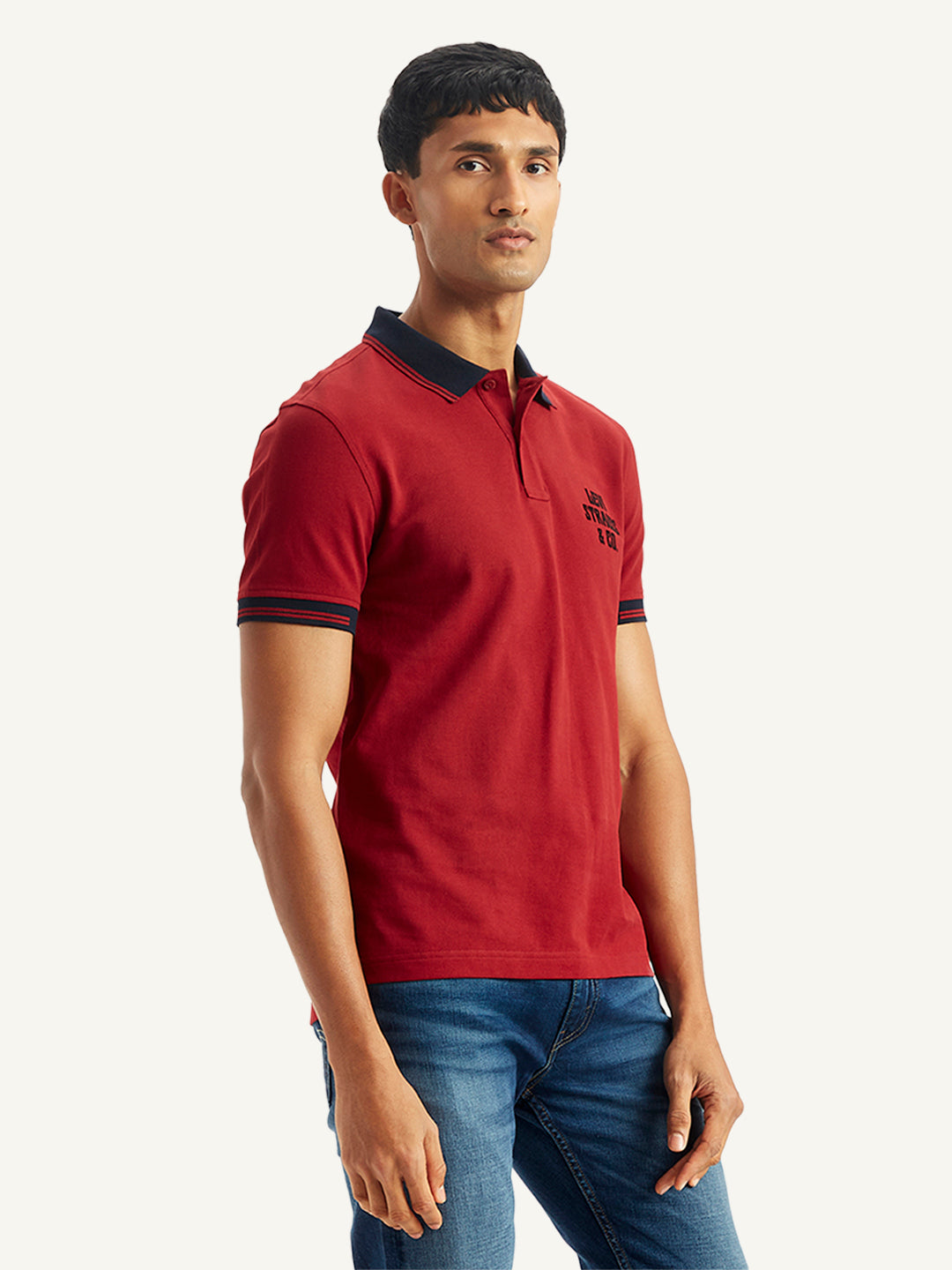 Men's Brand Logo Slim Fit Polo T-Shirt