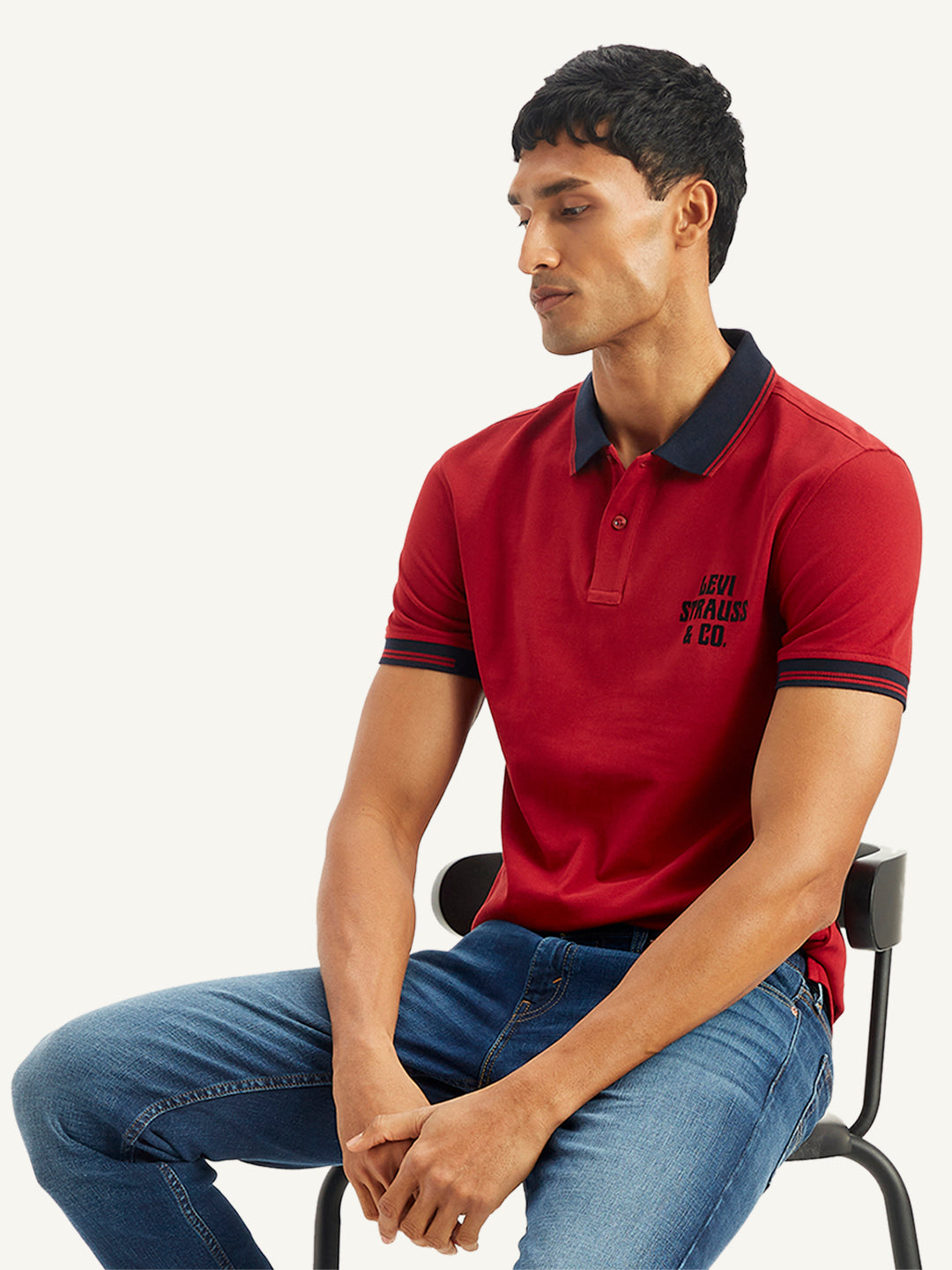 Men's Brand Logo Slim Fit Polo T-Shirt