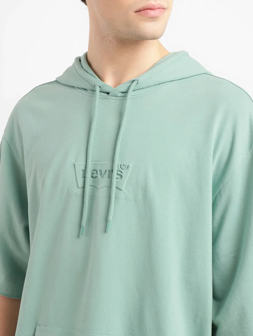 Men's Brand Logo Green Hooded Sweatshirt