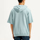 Men's Typographic Print Blue Hooded Sweatshirt - Back View