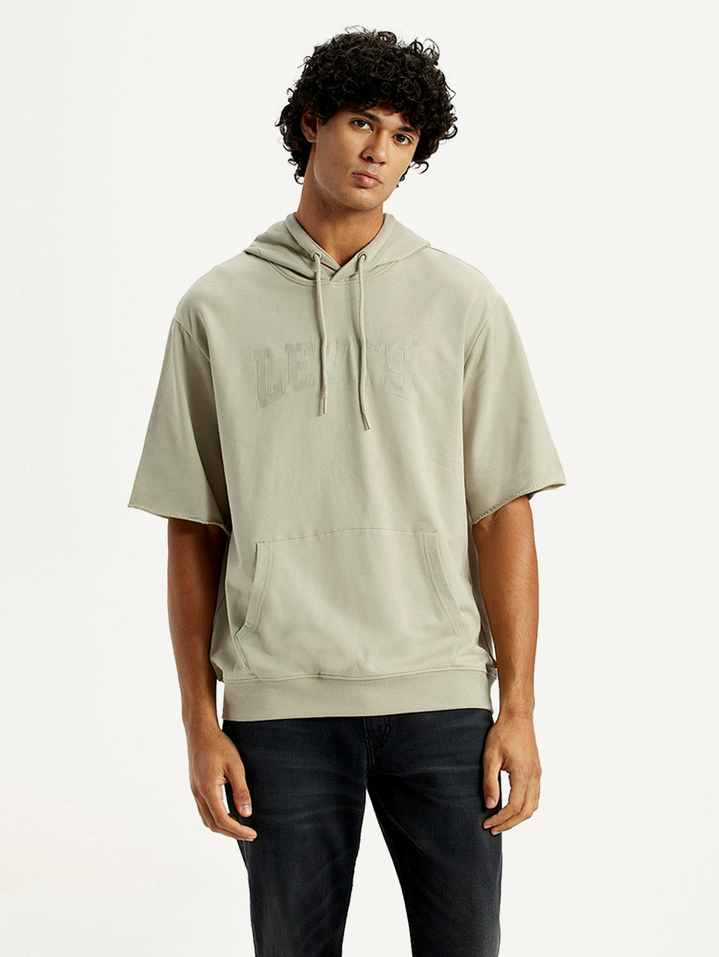 Men's Typographic Printed Hooded Sweatshirt - Front View
