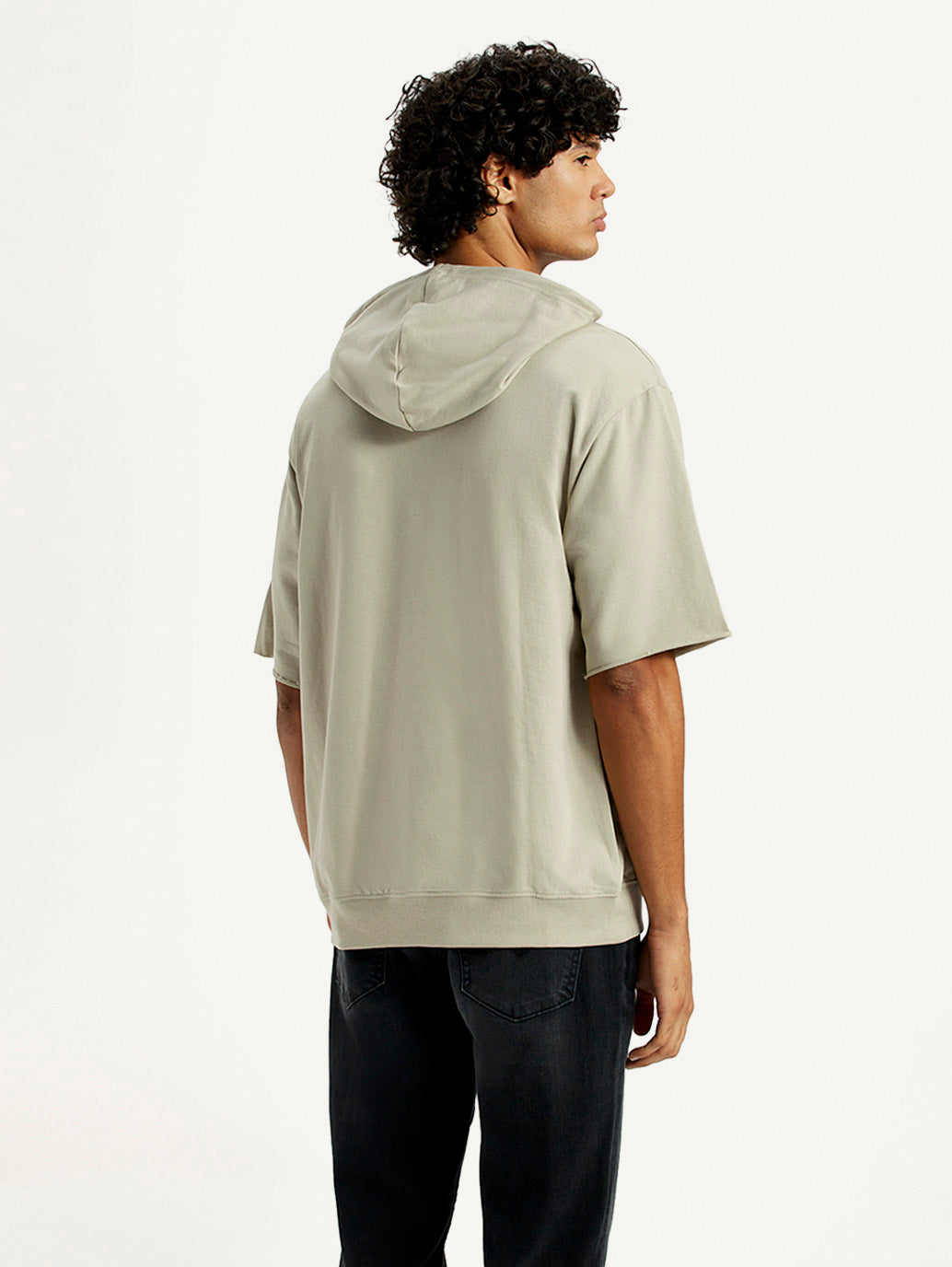 Men's Typographic Printed Hooded Sweatshirt - Back View