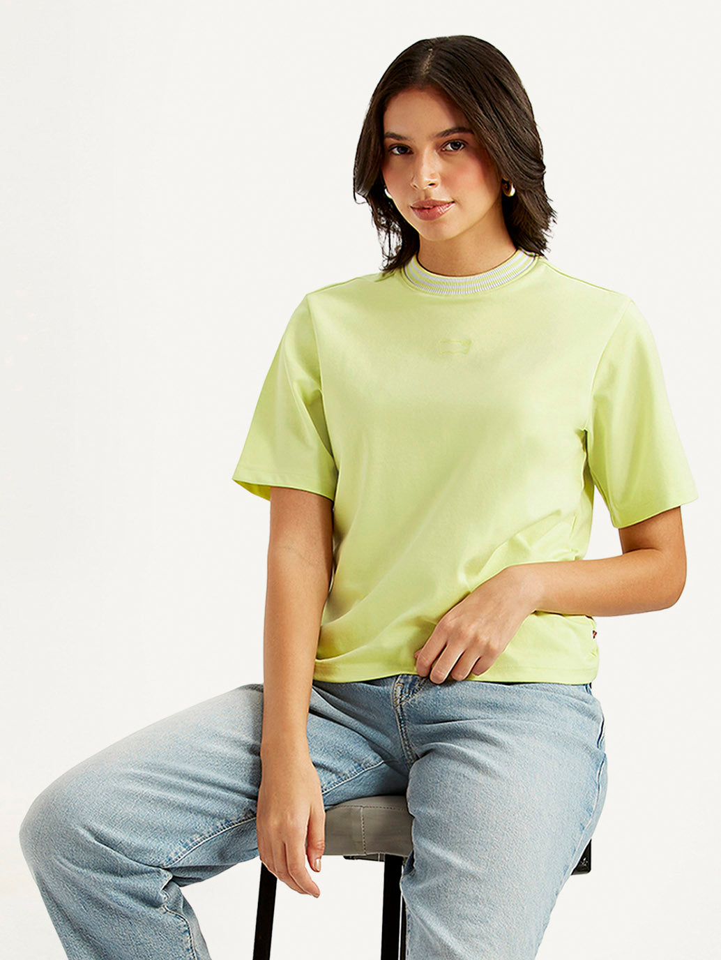 Women's Solid Collar Neck T-shirt