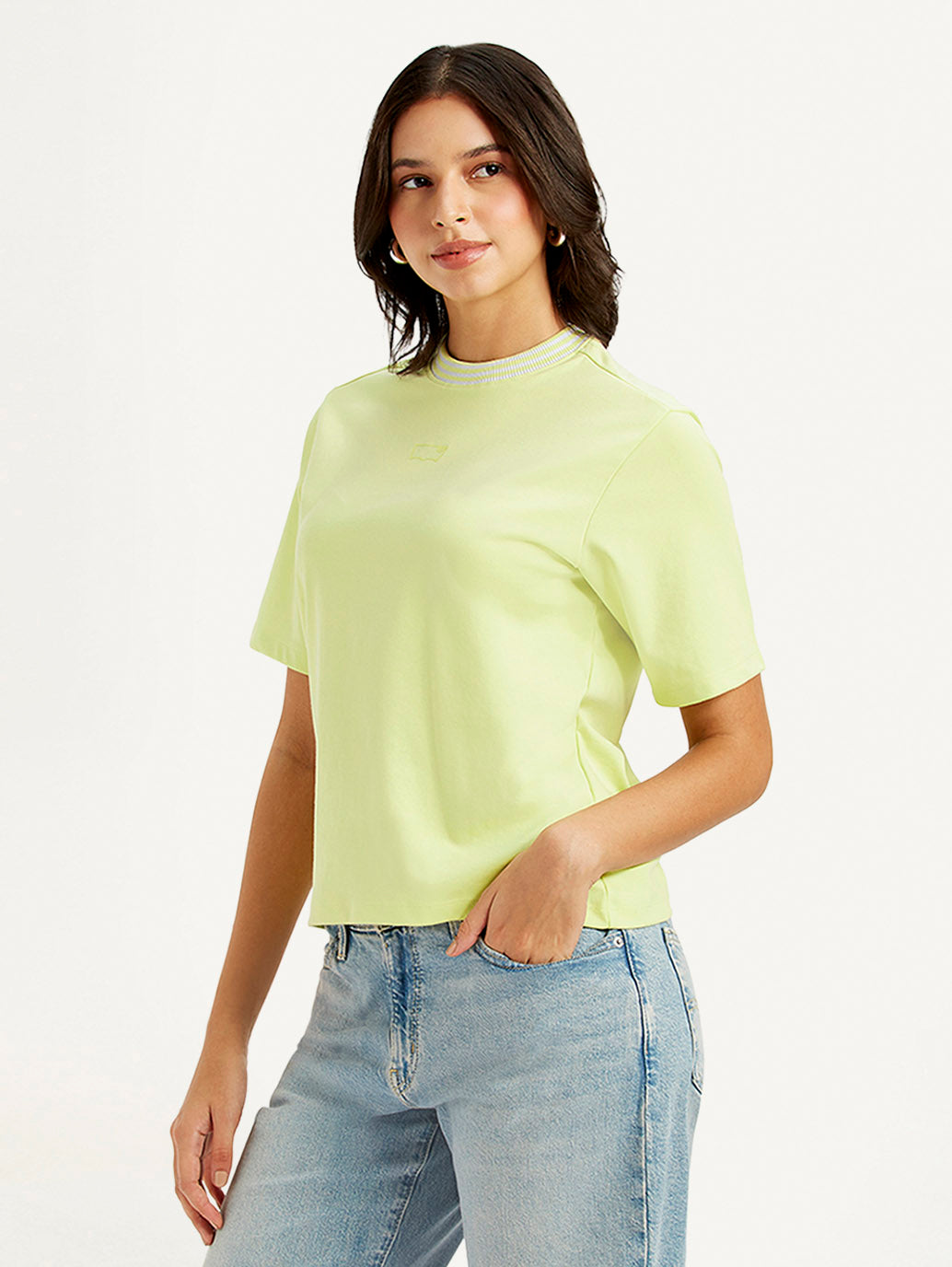 Women's Solid Collar Neck T-shirt - 1eae2c0f-30b0-4810-95c8-79387e5f4624 View