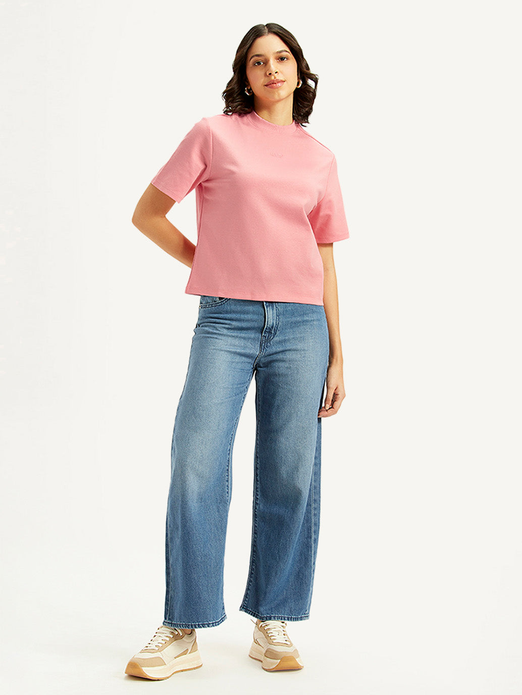 Women's Solid Relaxed Fit T-Shirt - Styleshot View