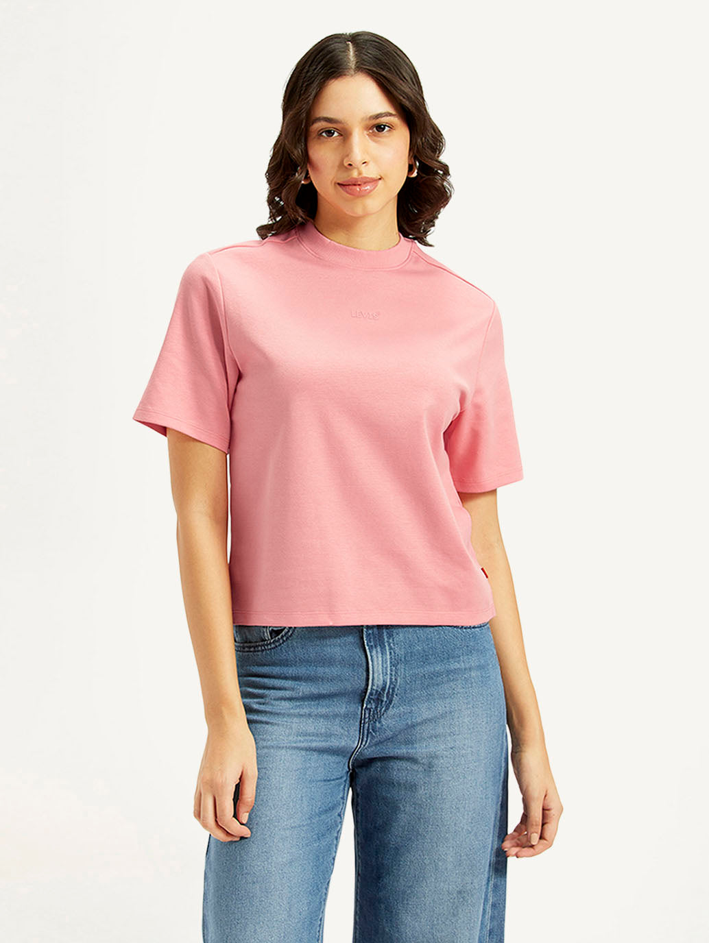 Women's Solid Relaxed Fit T-Shirt - Front View