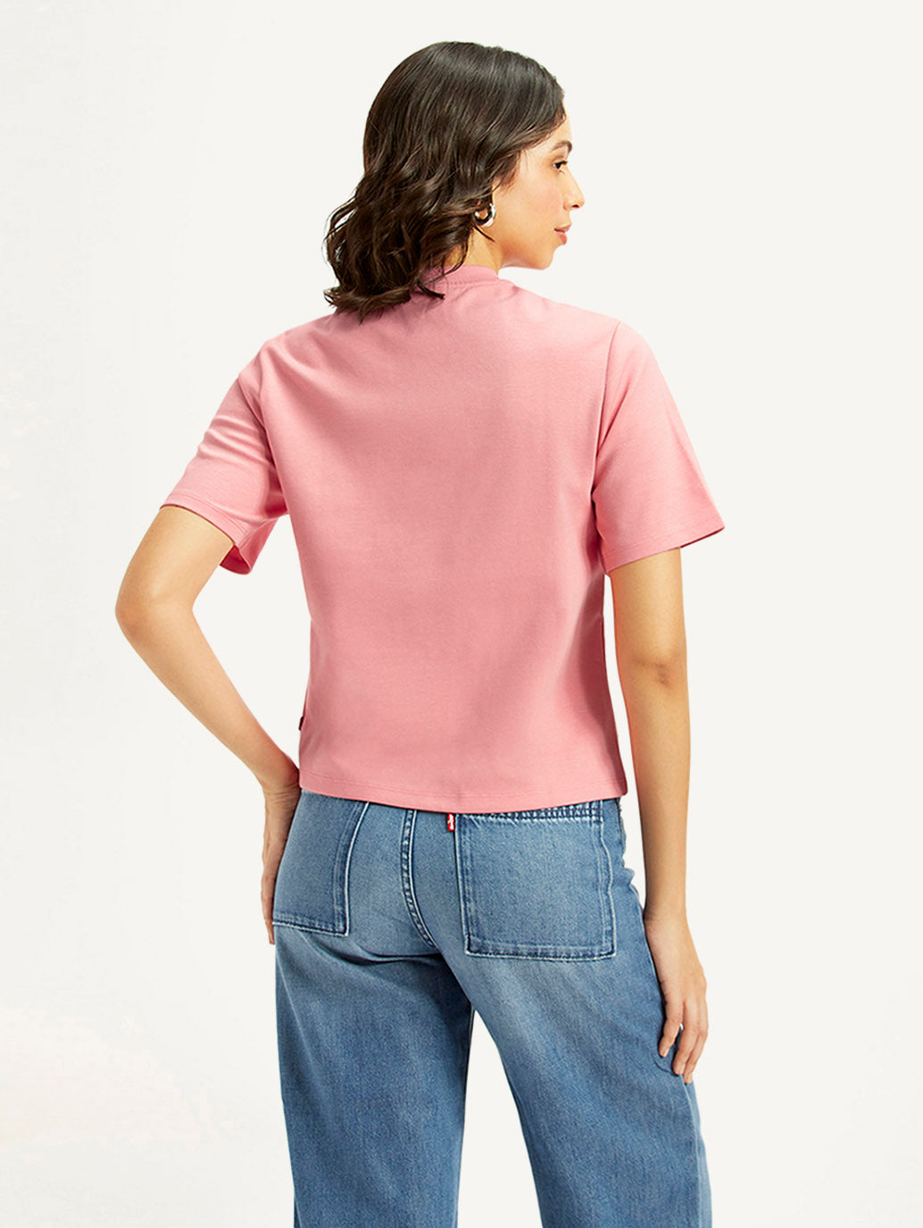 Women's Solid Relaxed Fit T-Shirt - Back View