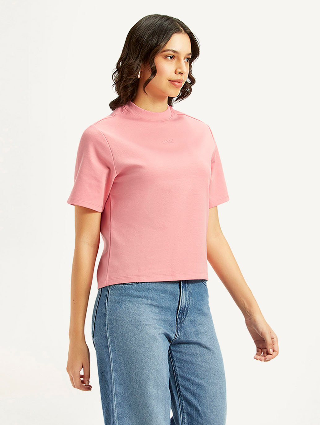 Women's Solid Relaxed Fit T-Shirt - Side View