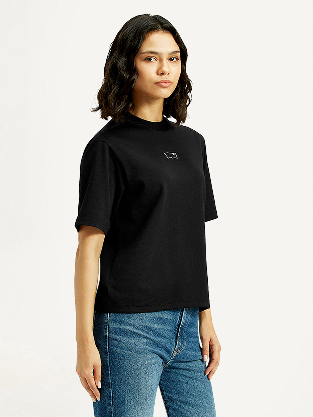 Women's Brand Logo Crew Neck T-shirt - Side View