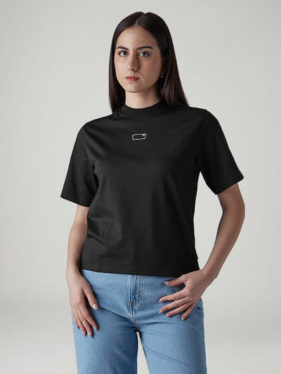 levi's Women's Brand Logo Black Collar Neck T-shirt-picture-28
